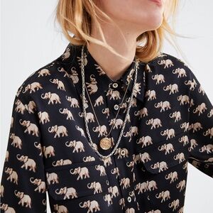 Zara Black Elephant Print Shirt